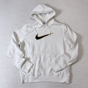 Y2K Nike Embroidered Big Center Swoosh Hoodie Sweatshirt Large White Skater